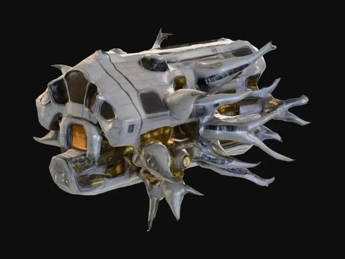 3D model for una nave nodriza basándote en el Xenomorfo  sin apariencia humana,con detalles en las texturas y  de basto tamaño capaz de albergar mas de cien individuos.
Diseñada para los viajes largos interestelares. también que disponga de varias luces de colores y cabinas de material traslucidos a modo de puerto de mando