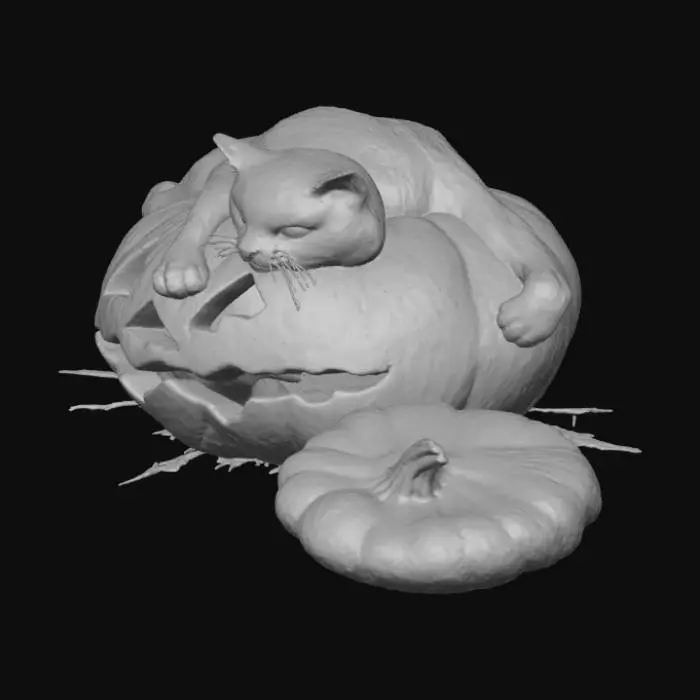 3D model for Pumpkin Cat Mischief
