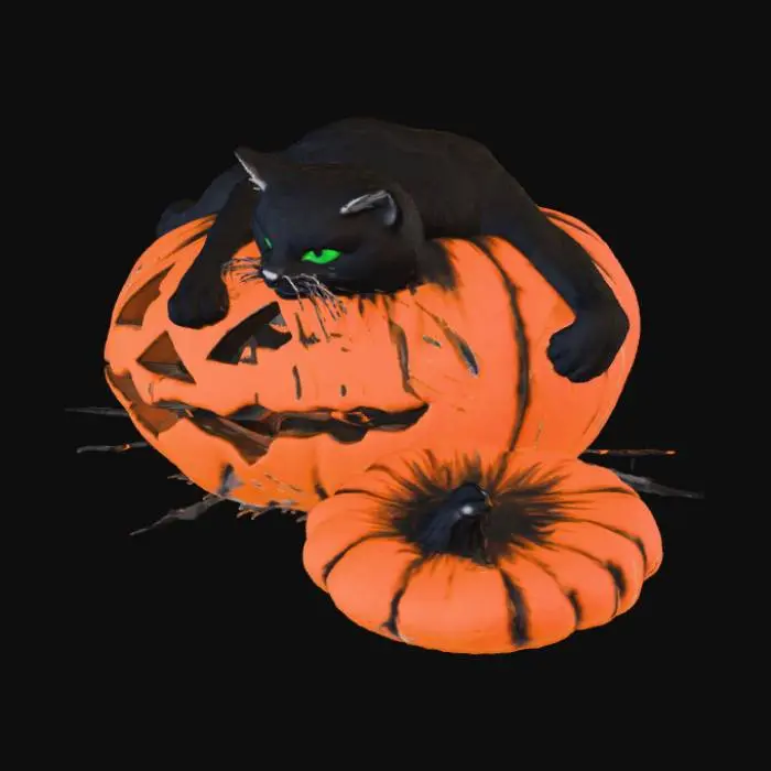 3D model for Pumpkin Cat Mischief
