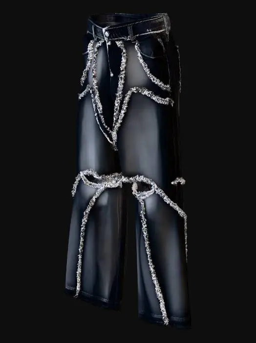 3D model for Distressed Patchwork Jeans