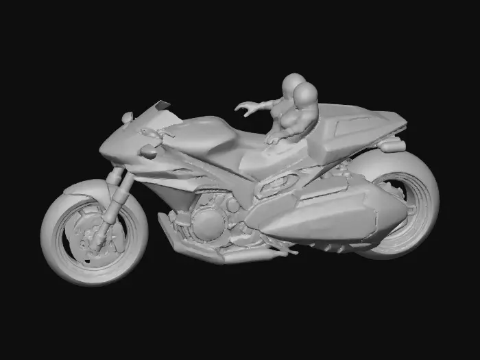 3D model for space hover motor cycle, that levitates, has huge exhaust manifold, 2 person occupancy,