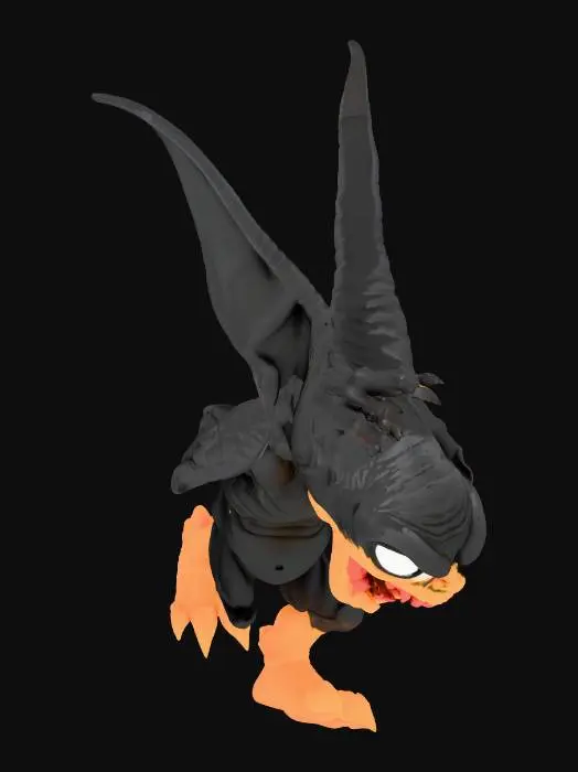 3D model for crea un goblin  estilo cartoon cute terror  , con brazos y piernas  , con ojos y boca demonaicos , las manos garras