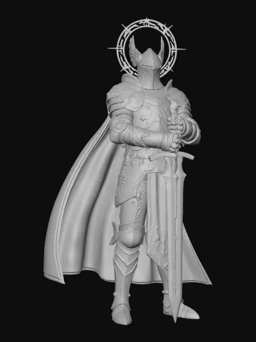 3D model for a holy knight clad in full plate armor of the heavens