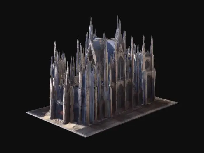 3D model for uma catedral gótica altamente detalhada, arte para jogo mobile