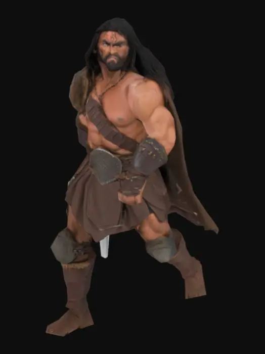 3D model for Conan O Barbaro, A pose, com as mãos ligeiramente distante do corpo