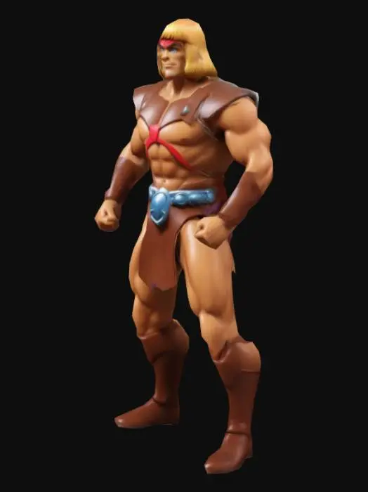3D model for He-Man, personagem de desenho animado, em A pose