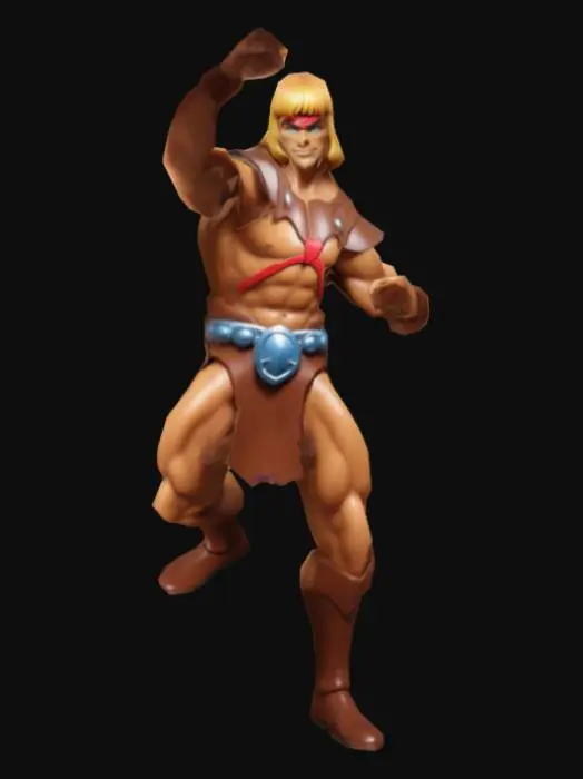 3D model for He-Man, personagem de desenho animado, em A pose