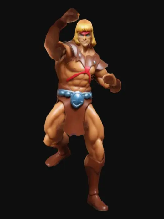 3D model for He-Man, personagem de desenho animado, em A pose