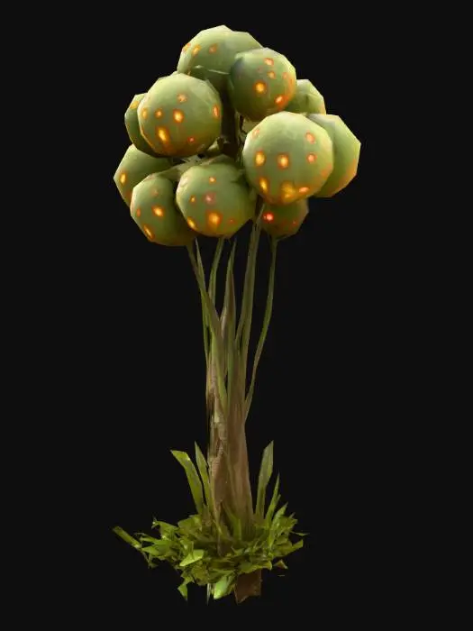 3D model for uma planta exótica alienígena, robusta,com bulbos. textura de alta resolução