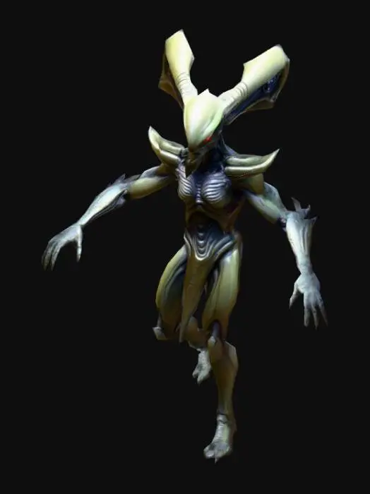 3D model for Alien Warrior, A pose , mobile game, game art
