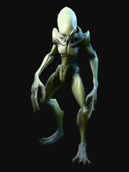 3D model for um alienígena, ficção científica, em A pose, arte para jogo mobile