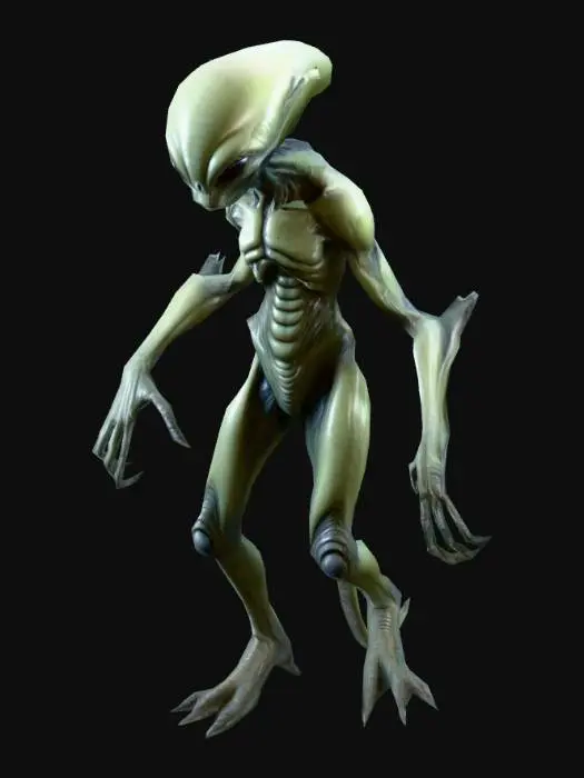 3D model for um alienígena, ficção científica, em A pose, arte para jogo mobile