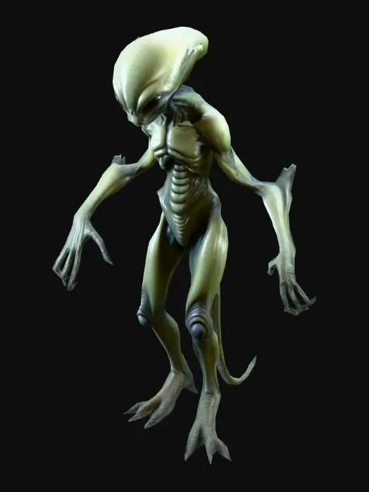 3D model for um alienígena, ficção científica, em A pose, arte para jogo mobile