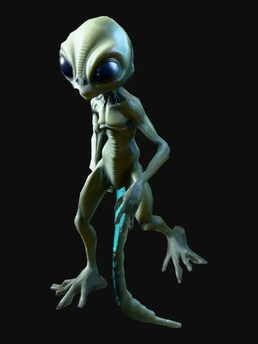3D model for um alienígena, ficção científica, em A pose, arte para jogo mobile