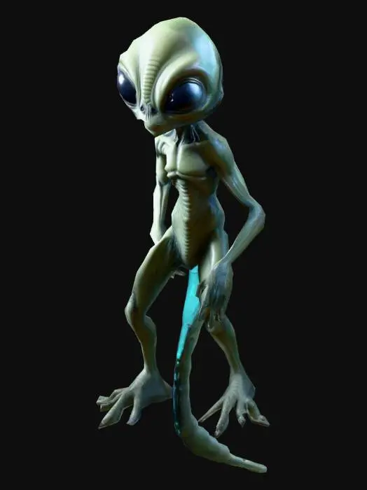 3D model for um alienígena, ficção científica, em A pose, arte para jogo mobile