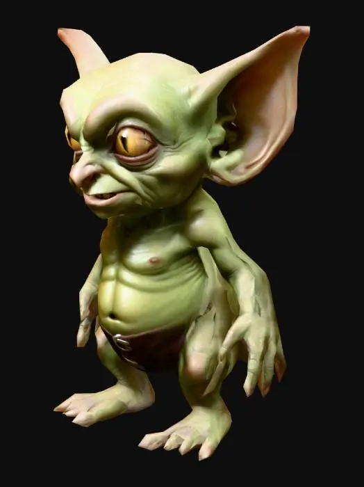 3D model for um goblin fantasia; em A pose; arte para jogo mobile