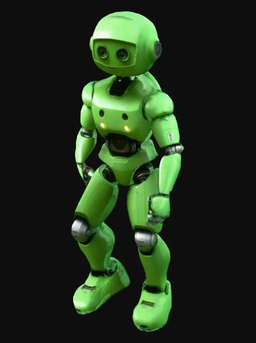 3D model for A Brazilian Work Bot,  in green color,  art for game mobile