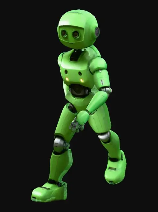 3D model for A Brazilian Work Bot,  in green color,  art for game mobile