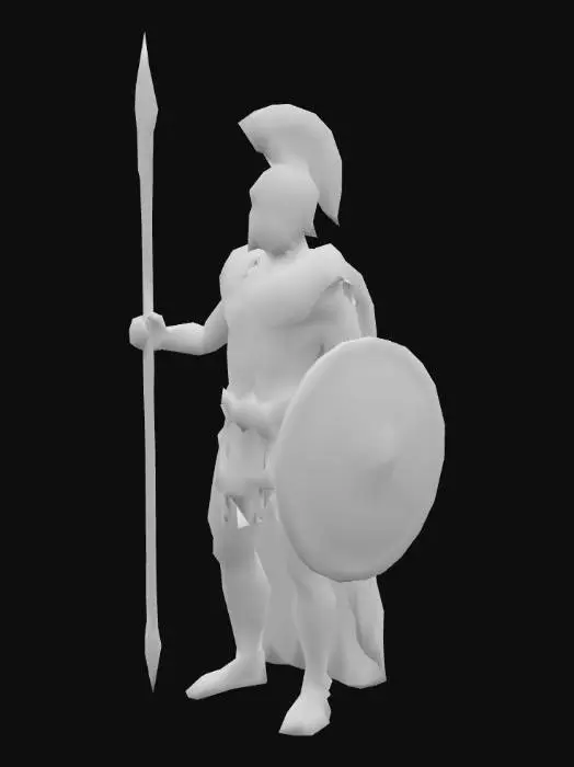 3D model for um soldado grego da Grécia Antiga;
em A pose; arte para jogo mobile