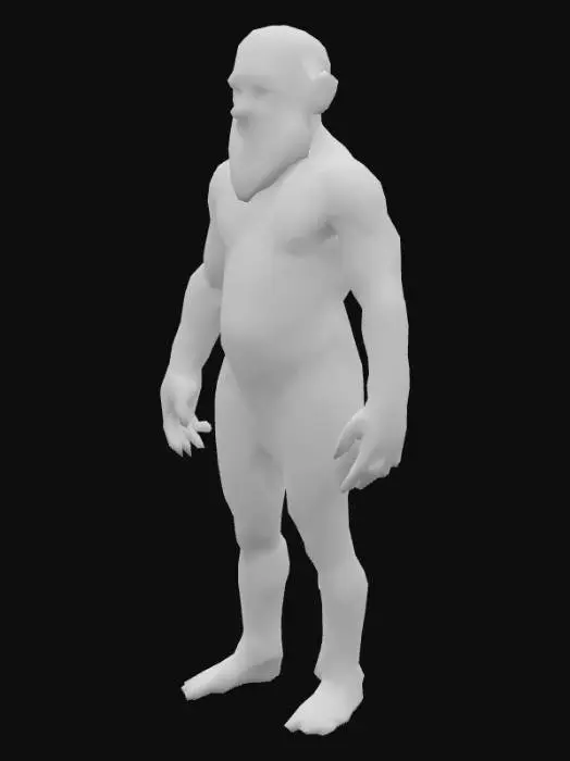 3D model for um neandertal; em T pose; arte para jogo mobile