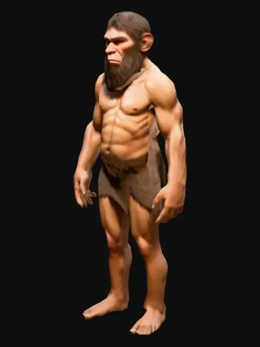 3D model for um neandertal; em T pose; arte para jogo mobile