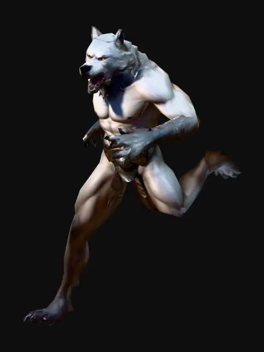 3D model for um lobo guerreiro, arte para jogo mobile