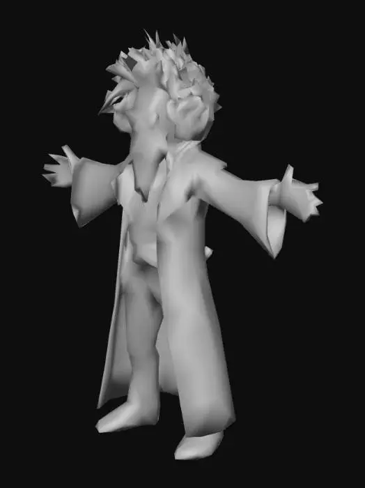 3D model for um ogro cientista maluco futurístico; com óculos grandes e quadrados,  roupa de cientista clássico; arte para jogo mobile