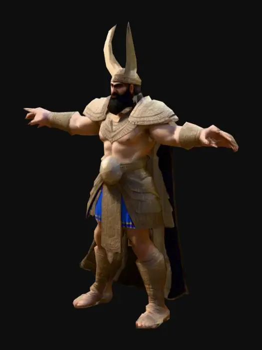 3D model for um Assírio vilão, forte e robusto; mas meio gordo;  arte para jogo mobile