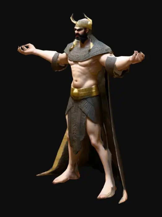 3D model for um Babilônio vilão, forte e robusto; mas meio gordo;  arte para jogo mobile