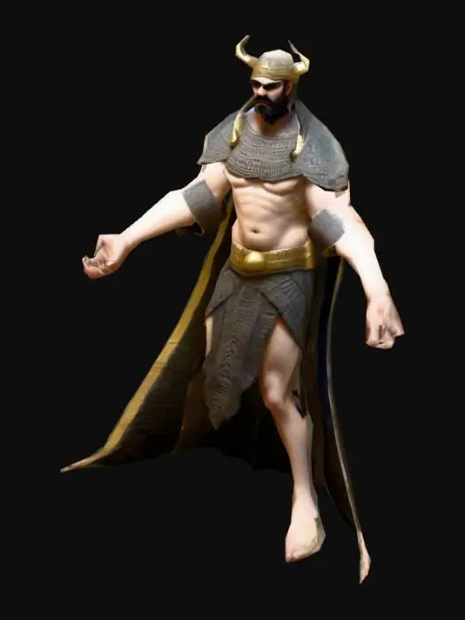 3D model for um Babilônio vilão, forte e robusto; mas meio gordo;  arte para jogo mobile