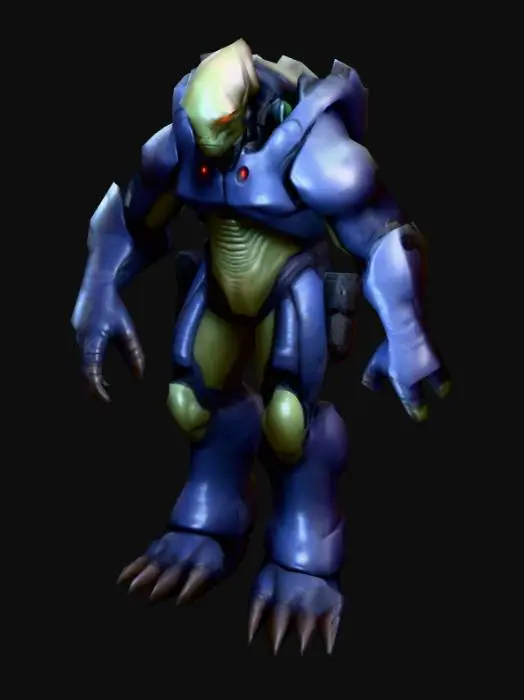 3D model for an alien  Muton from X-Com games warrior; in A pose; art for mobile game