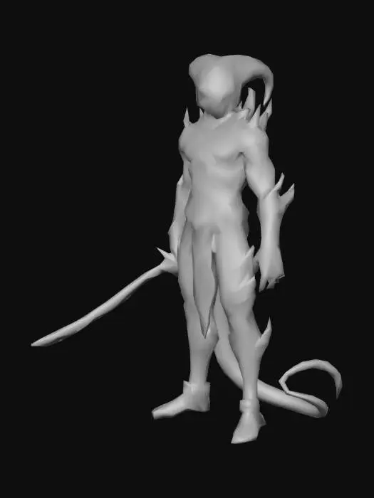 3D model for um guerreiro alienígena, em pose A, com um espada, arte para jogo mobile