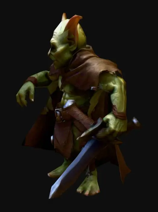 3D model for um guerreiro duende altamente detalhado; em pose A; arte para jogo mobile