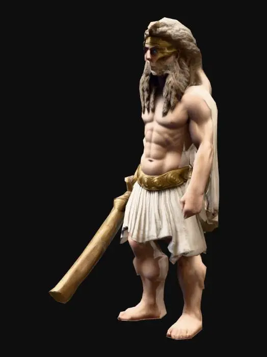 3D model for um ciclope da Grécia Antiga  altamente detalhado; em pose A; arte para jogo mobile