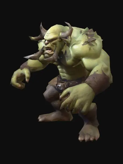 3D model for um ogro, em pose A, arte para jogo mobile