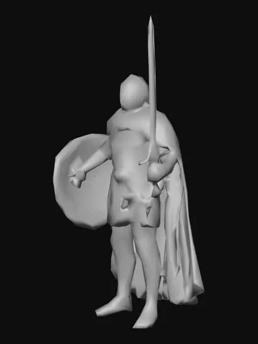 3D model for um soldado medieval normando; pose A; arte para jogo mobile