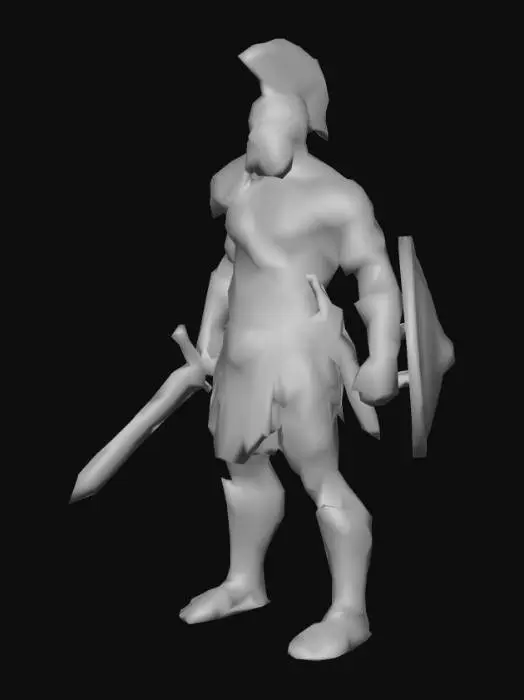 3D model for um gladiador musculoso e robusto, pose A, arte para jogo mobile