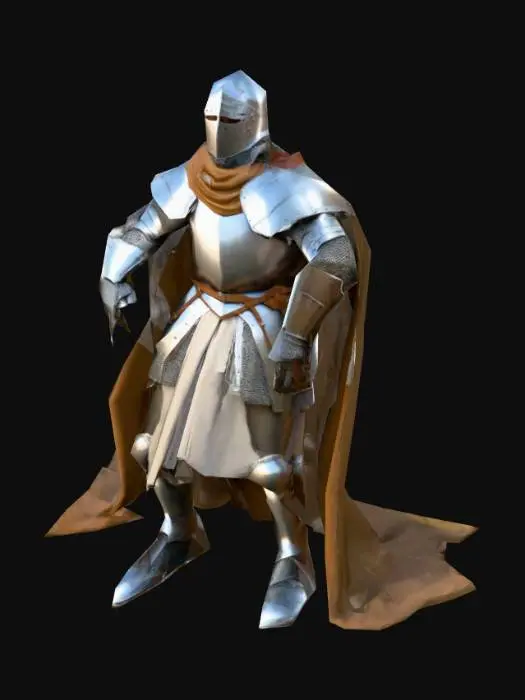 3D model for um cavaleiro medieval normando, pose A, arte para jogo mobile