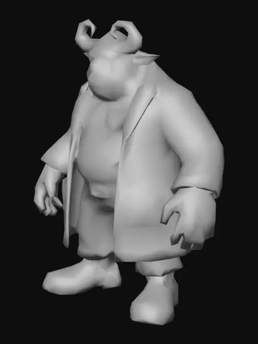 3D model for um ogro cientista,  arte para jogo mobile