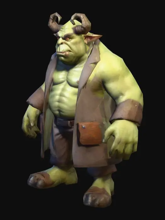 3D model for um ogro cientista,  arte para jogo mobile