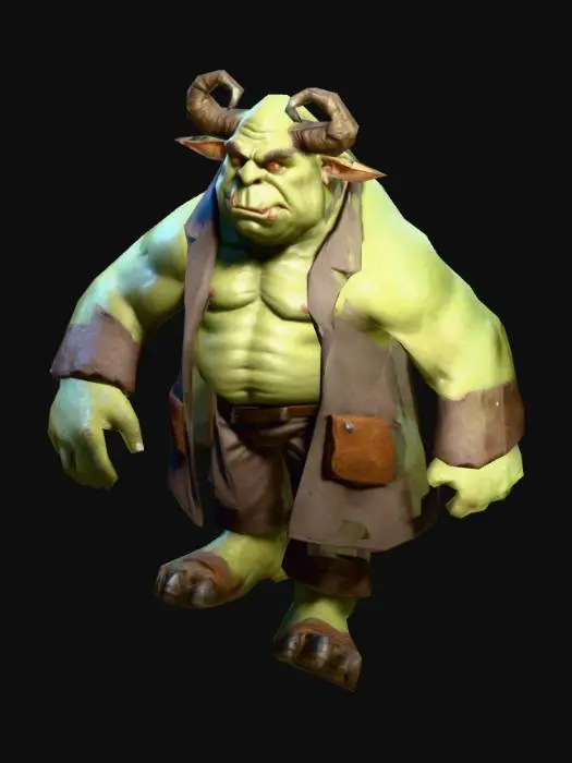 3D model for um ogro cientista, arte para jogo mobile