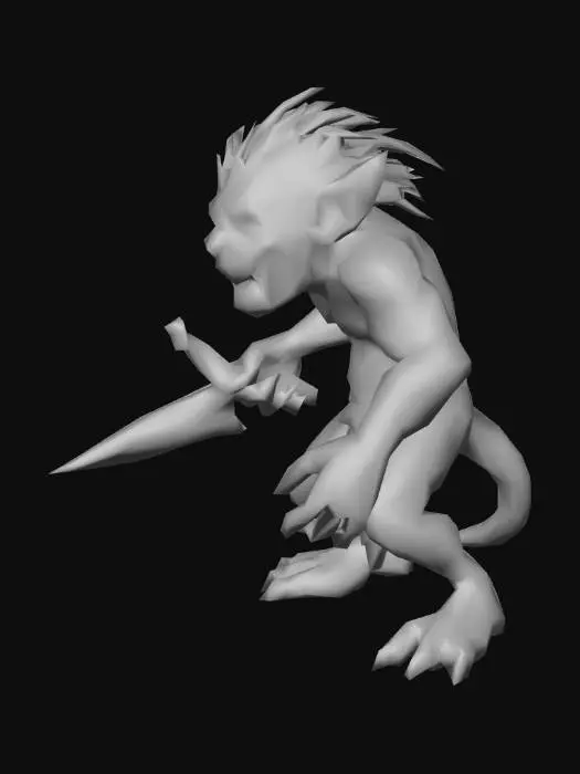 3D model for um troll médica; pose A; com uma faca de cirurgia  pequena na mão esquerda; arte para jogo mobile