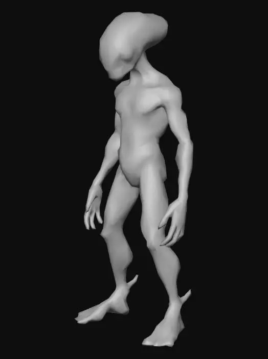 3D model for an Alien Medic, A pose; realistic fantasy style, detailed textures, accurate anatomy, modeling reference; art for mobile game