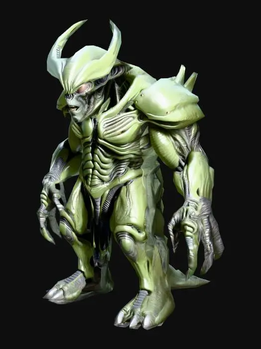 3D model for A highly detailed Alien General model with a massive, muscular body and rough
