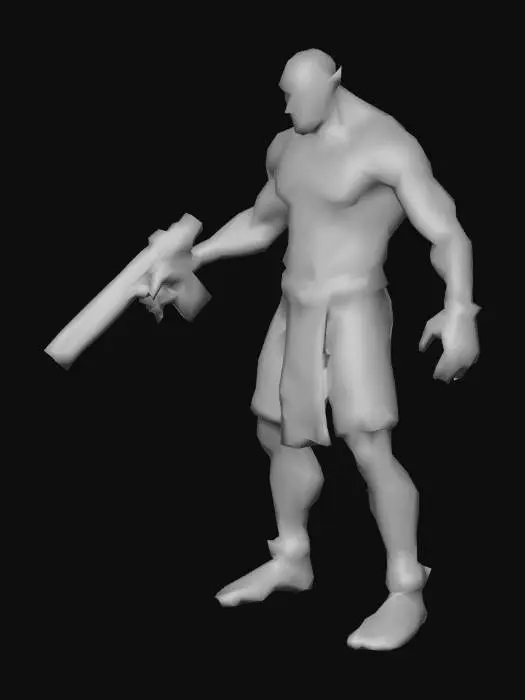 3D model for an  Alien Warrior cartoon,robust, skin dark gray, with light green cotton clothes, natural A pose, extremed details, with ion pistol weapon