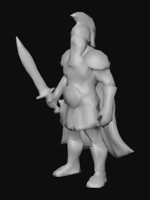 3D model for A highly detailed Persian Soldier  model style cartoon, with a massive, muscular body and rough, natural A pose, with a short sword weapon