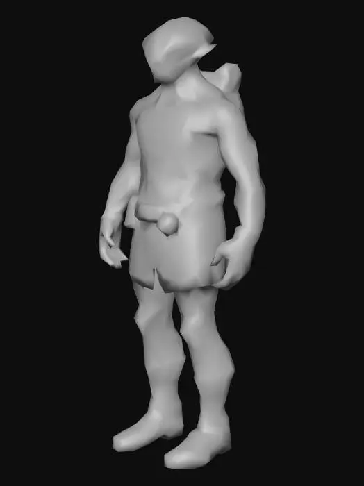 3D model for an alien worker, with dark yellow eyes, with a dark green color robust body, wears flax clothes; ultra realistic; extremed details; no tails, art for mobile game