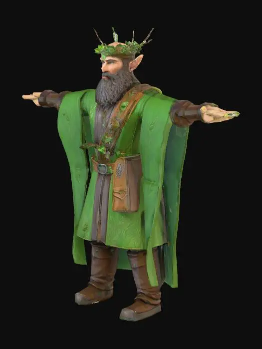3D model for um Druida de jogos RPG fantasia como Ultima VII, altamente detalhado