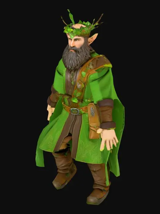 3D model for um Druida de jogos RPG fantasia como Ultima VII, altamente detalhado
