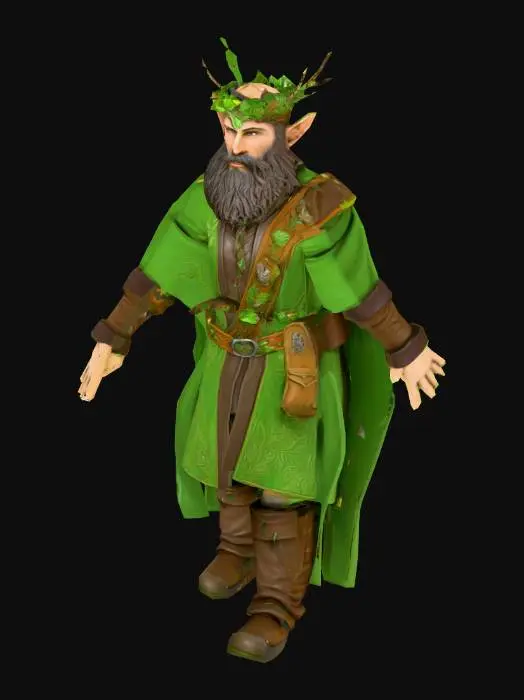 3D model for um Druida de jogos RPG fantasia como Ultima VII, altamente detalhado